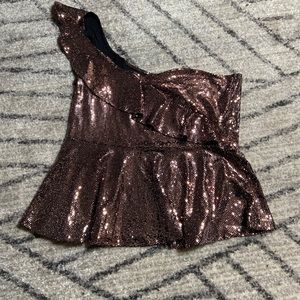 Spicy One Shoulder Rose Gold Ruffe Top